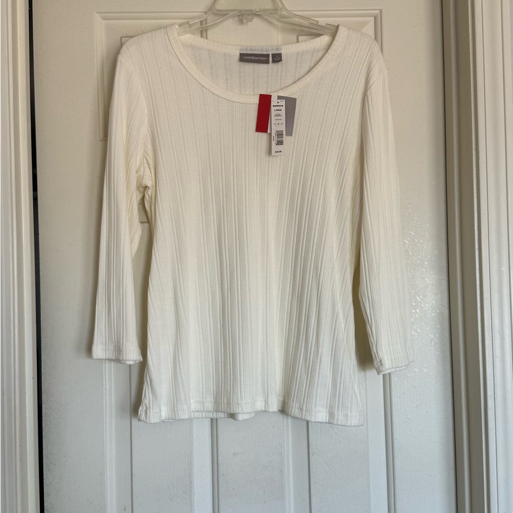 Croft & Barrow Cream Ribbed Long Sleeve Top NWT
